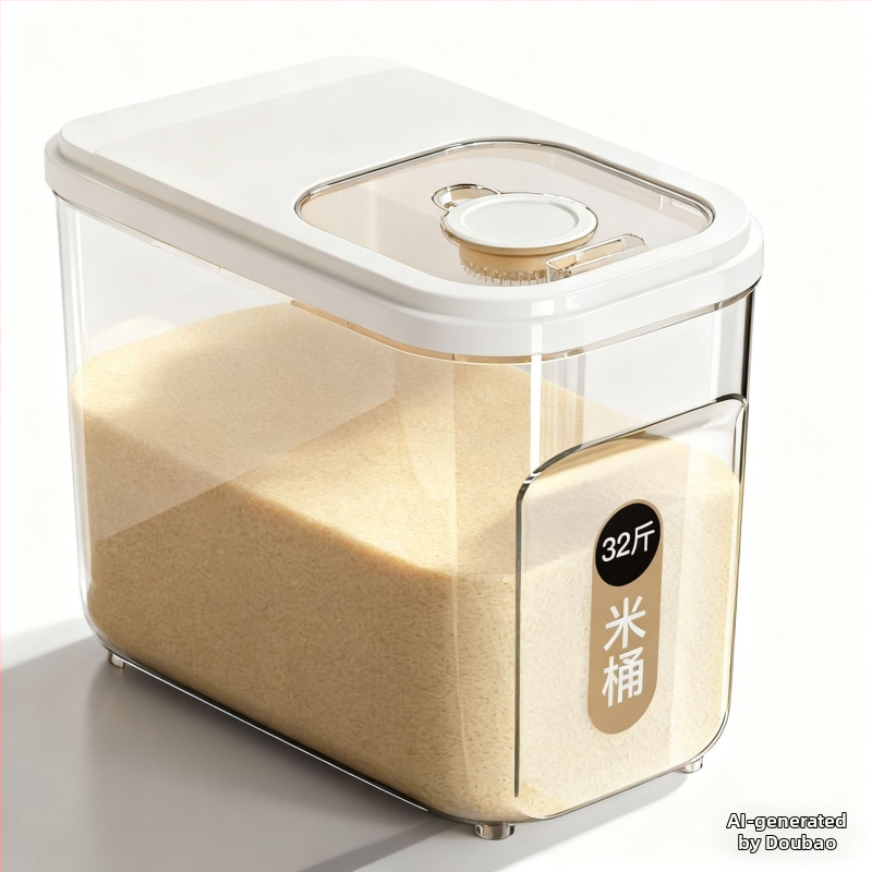 Ryžių laikymo indas – sandarus, atsparus drėgmei ir kenkėjams; skaidrus plastikas, 10 L talpa