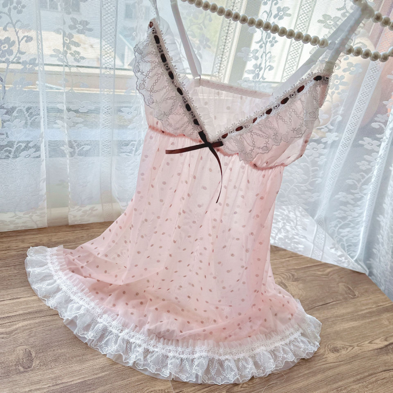 Sieviešu tīklu naktsveļas komplekts — ultra plāns audums, V-veida kakla izgriezums, bez piedurknēm, Sling/Fairy stils, 80–90% poliester