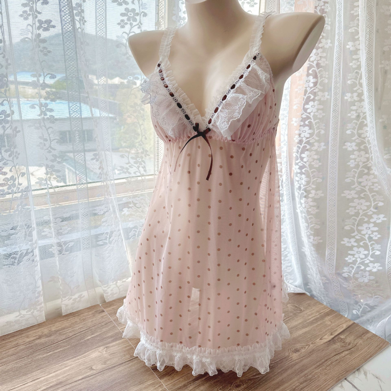 Sieviešu tīklu naktsveļas komplekts — ultra plāns audums, V-veida kakla izgriezums, bez piedurknēm, Sling/Fairy stils, 80–90% poliester