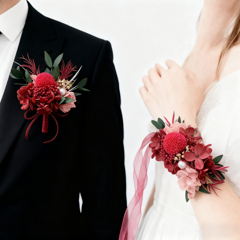 Vestuvių corsage ir riešo corsage rinkinys nuotai ir jaunikliui — išsaugota gėlė, Prekės ženklas: Go to excellence, IP patvirtinta: Taip, Importuotas: Ne