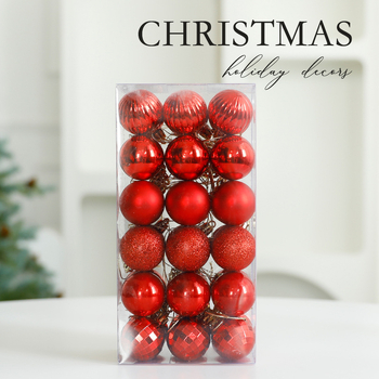 Коледни топки – пластмасов набор, 36 бр., марка Holy Distance, изработка: частично ръчна и частично механична