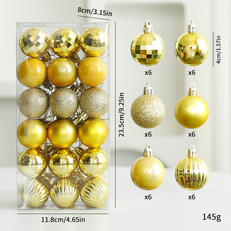 Коледни топки – пластмасов набор, 36 бр., марка Holy Distance, изработка: частично ръчна и частично механична