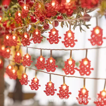 LED dekoratyvinė lemputė grandinė su Dvigubos Laimės motyvu vestuvėms ir lauko dekoracijoms | IP44 | 220V | San'an LED lustas | 50 000 val. tarnavimo laikas