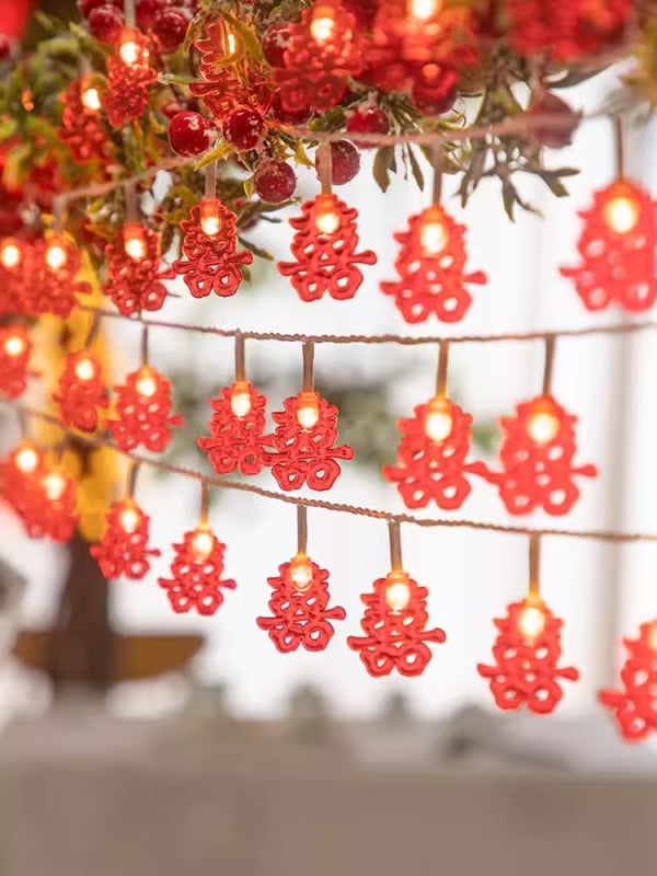 LED dekoratyvinė lemputė grandinė su Dvigubos Laimės motyvu vestuvėms ir lauko dekoracijoms | IP44 | 220V | San'an LED lustas | 50 000 val. tarnavimo laikas