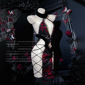 Μονόσωμο εσώρουχο, εμπνευσμένο από Cheongsam, αρχαϊκό στυλ, σατέν ύφασμα με υδατογράφημα, 90–95% πολυεστέρας, Elegant Angel