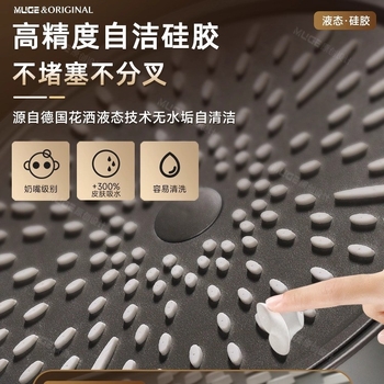 Ντουζ κεφαλή μοντέλο 899 — ABS, τοποθέτηση στον τοίχο, 0–80°C, Λειτουργίες: Ψεκασμός, Ντους βροχής, Αντιασβέστωση, Αθόρυβη ροή