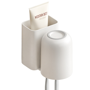 Kiss dantų šepetėlių laikiklis, sieninis, be gręžimo, dantų pastos laikymas ir dantų šepetėlių puodelis, plastikinis