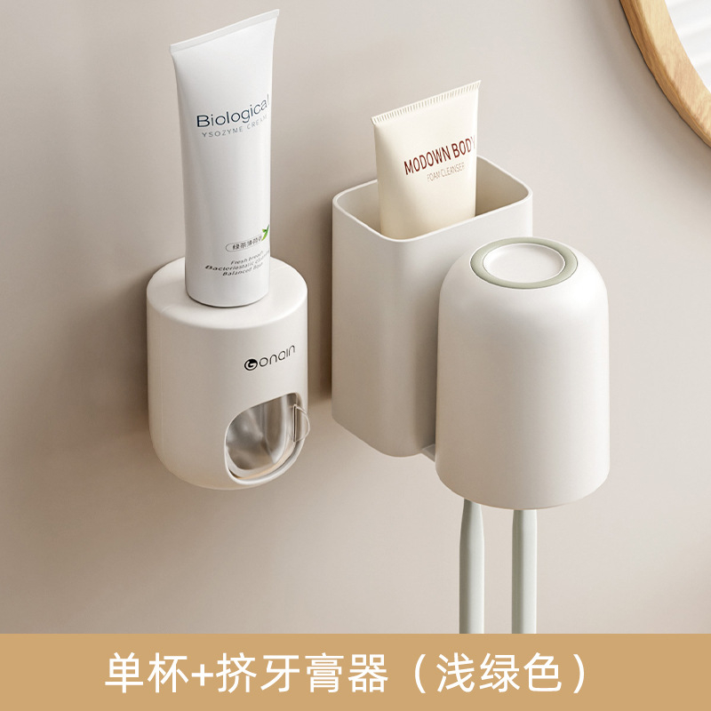 Kiss dantų šepetėlių laikiklis, sieninis, be gręžimo, dantų pastos laikymas ir dantų šepetėlių puodelis, plastikinis