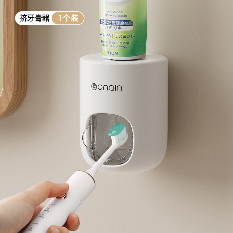 Kiss dantų šepetėlių laikiklis, sieninis, be gręžimo, dantų pastos laikymas ir dantų šepetėlių puodelis, plastikinis