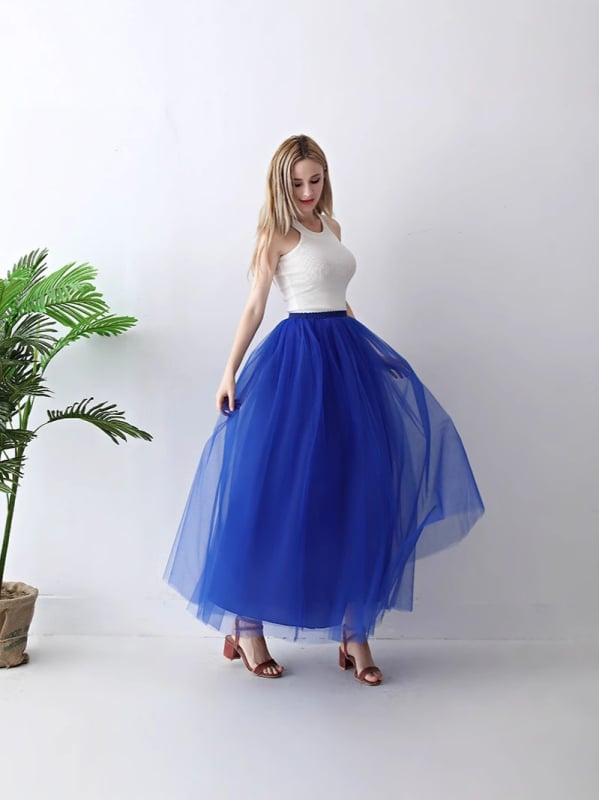 Hosszú tüllszoknya pliszírozott, irodalmi retro stílus, 80-90% poliészter