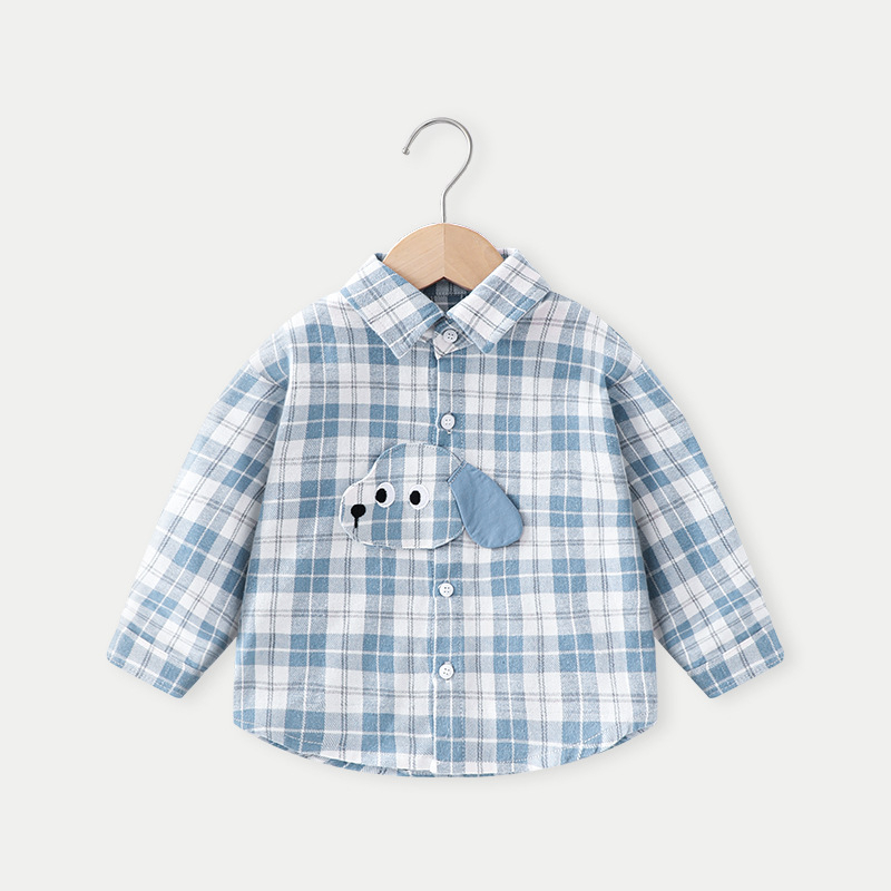 Dječja unisex košulja s dugim rukavima, karirani uzorak, ovratnik s reverom (100% pamuk, uzrast 1–3 godine, proljeće i jesen)