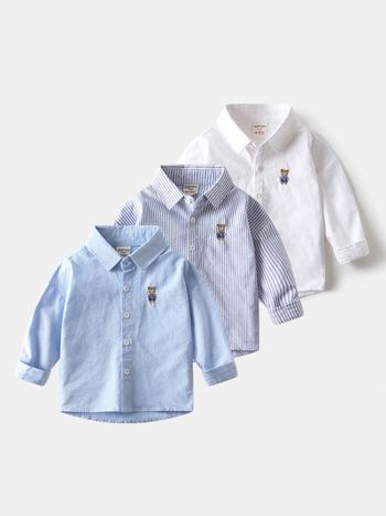 Detská oxfordská bavlnená košeľa, dlhé rukávy, štvorcový golier, motív karikatúr, od WAPYPY, jeseň 2025