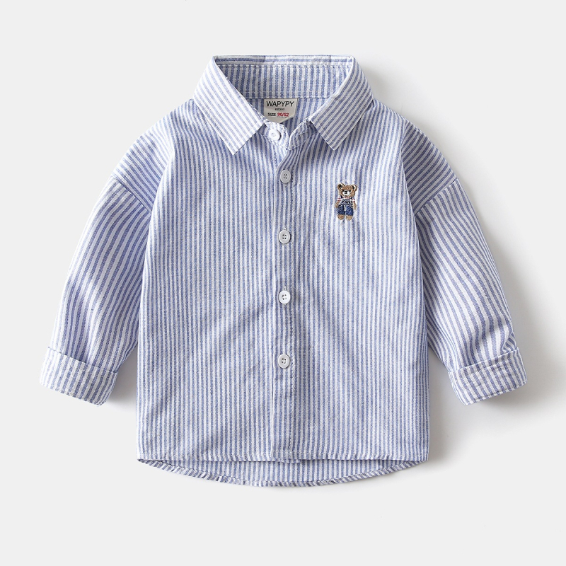 Detská oxfordská bavlnená košeľa, dlhé rukávy, štvorcový golier, motív karikatúr, od WAPYPY, jeseň 2025