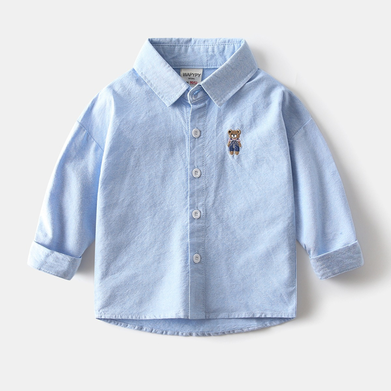 Detská oxfordská bavlnená košeľa, dlhé rukávy, štvorcový golier, motív karikatúr, od WAPYPY, jeseň 2025