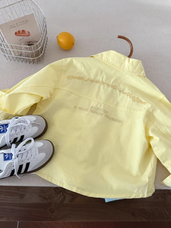 Dječja košulja-jakna, unisex, korejski stil, rever s golom, dugi rukav, 100% pamuk, jedina boja, jesen 2025