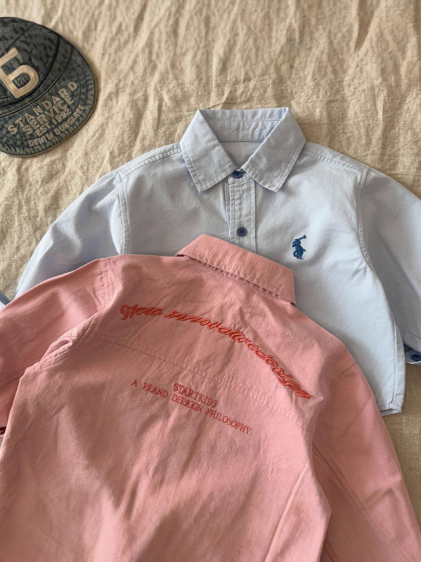 Dječja košulja-jakna, unisex, korejski stil, rever s golom, dugi rukav, 100% pamuk, jedina boja, jesen 2025