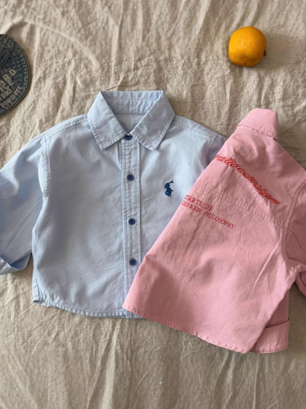 Dječja košulja-jakna, unisex, korejski stil, rever s golom, dugi rukav, 100% pamuk, jedina boja, jesen 2025