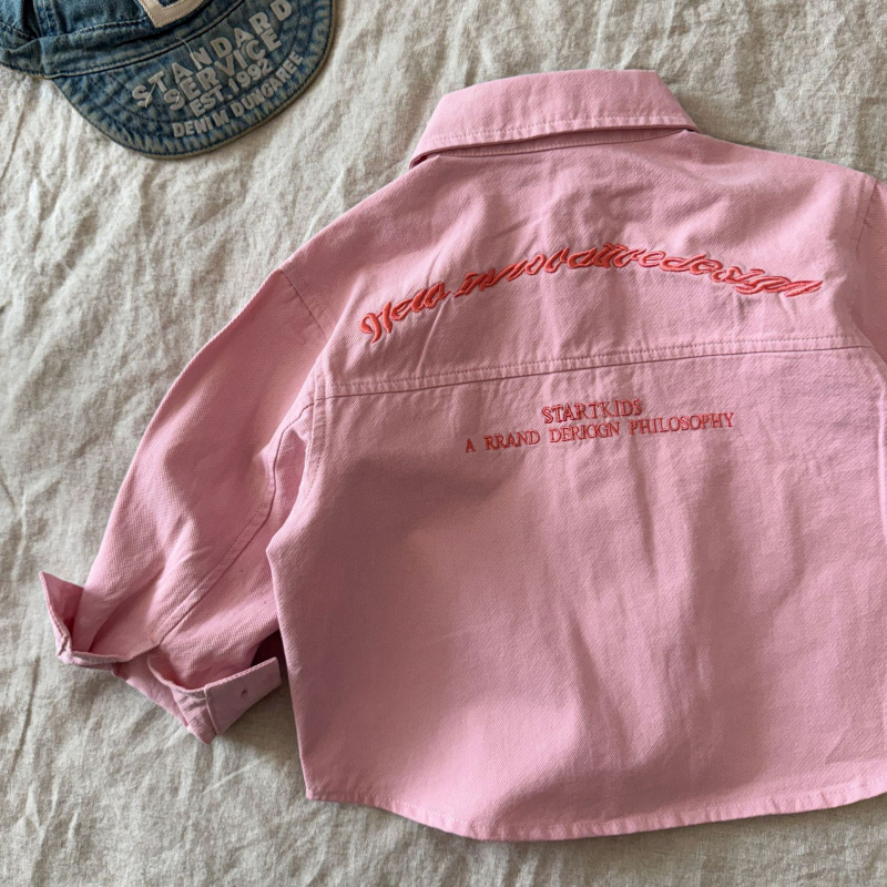 Dječja košulja-jakna, unisex, korejski stil, rever s golom, dugi rukav, 100% pamuk, jedina boja, jesen 2025