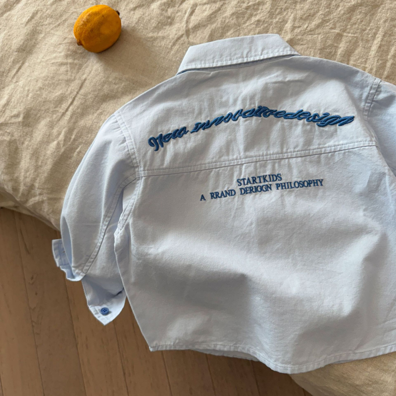 Dječja košulja-jakna, unisex, korejski stil, rever s golom, dugi rukav, 100% pamuk, jedina boja, jesen 2025