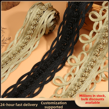 Rokām adīta mežģīņu lente ar zelta un sudraba stieplēm, piemērota apakšveļai, sieviešu apģēbumam, gultasveļai, kāzām, bērnu apģēbumam un aksesuāriem