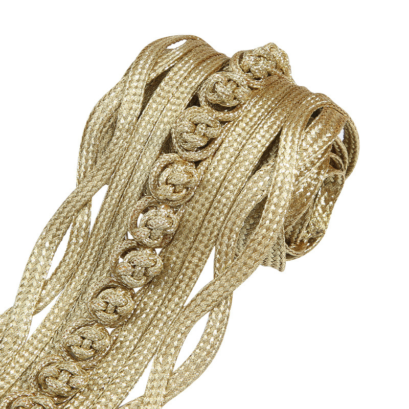 Ръчно тъкана дантелена лента с златни и сребърни телове за кант и ръкави, подходяща за дрехи, бельо и декорации