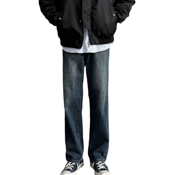 Farkud - Ameerika vintage stiil, sirge lõikega teksad, keskmine vöökoht, tõmblukk, pesu, polüesteri segu 30–60%