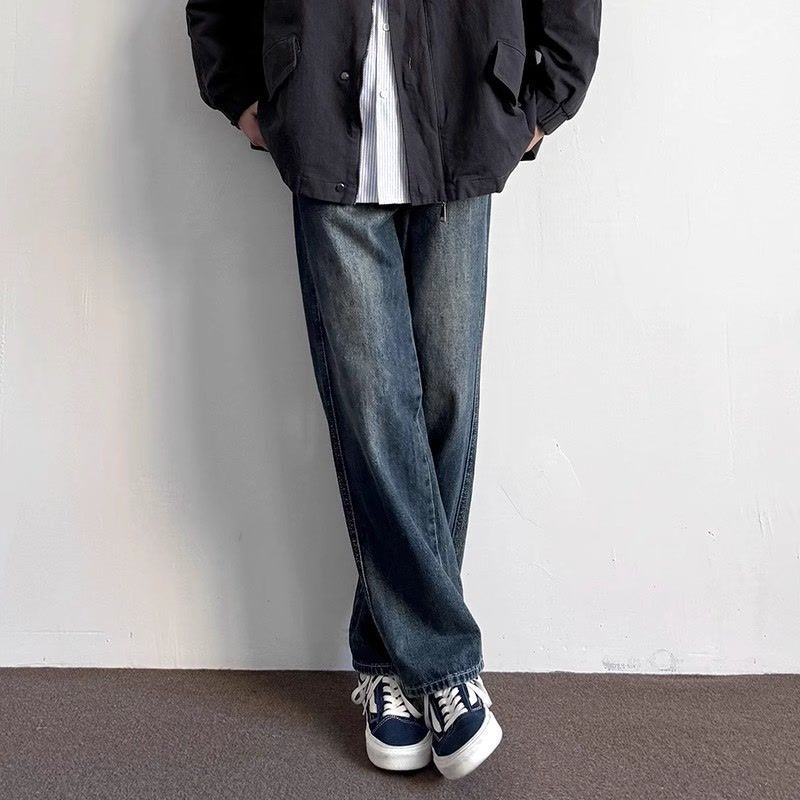 Farkud - Ameerika vintage stiil, sirge lõikega teksad, keskmine vöökoht, tõmblukk, pesu, polüesteri segu 30–60%