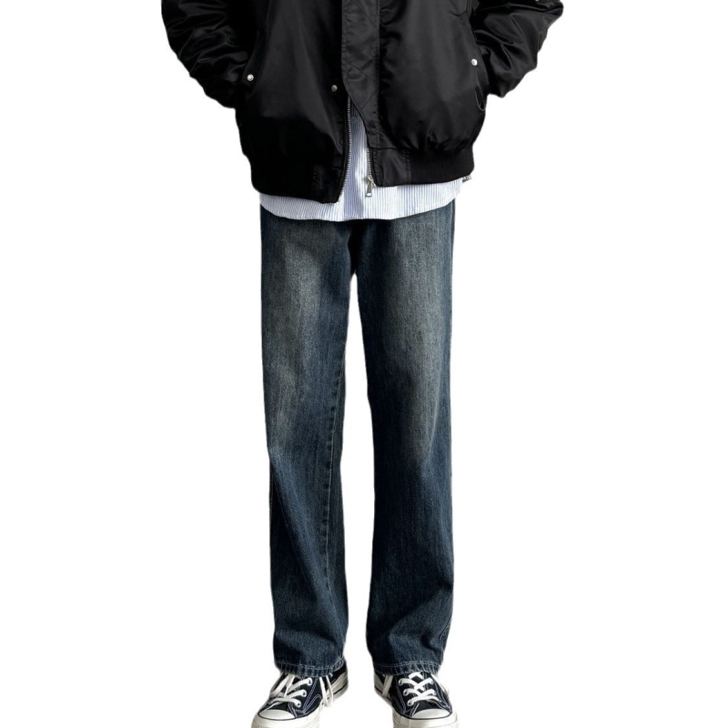 Farkud - Ameerika vintage stiil, sirge lõikega teksad, keskmine vöökoht, tõmblukk, pesu, polüesteri segu 30–60%