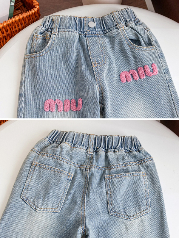 Dječje traperice u korejskom stilu od pamuka, s elastičnim pojasom i srednjom visinom struka, jednobojne hlače za djecu 3–8 godina, pogodne za proljeće i jesen.