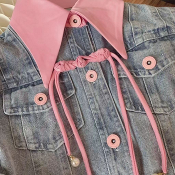 Lányoknak való denim kabát és szoknya, két részes szett, tavasz–őszi viselet, 70% pamut, 8 éves kortól