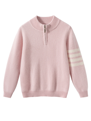 Κασμίρ πλεκτός πουλόβερ για παιδιά και εφήβους, στρογγυλός λαιμός, μακριά μανίκια, ρίγες και πλέξη πλέγμα, κορεατικό στυλ