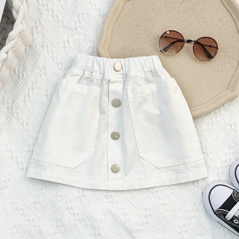 Vaikų džinsinis A‑linijos sijonas, korėjietiško stiliaus, 90% medvilnė, 3–8 metų amžiams, vasara