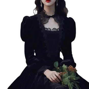 Hepburni stiilis polüesterist kleit, ühevärviline, midi A-liin, pikkade varrukatega