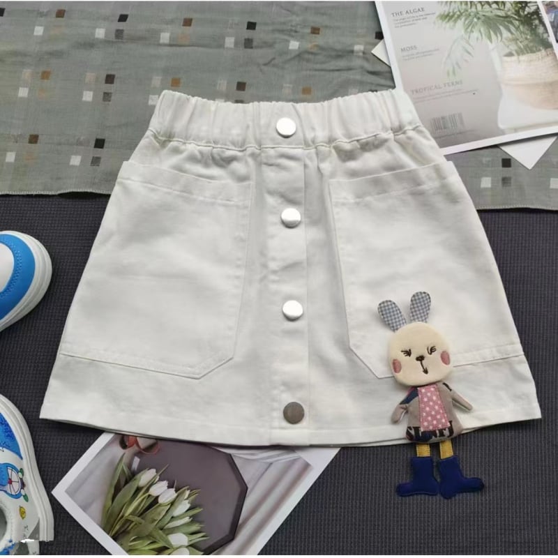 Meitenēm paredzēta džinsa svārki korejas stilā, vasara, dzīvnieku/animācijas raksts, princeses siluets, galvenais audums kokvilna 90%, oderes kokvilna 81–90%, vecums 3–8 gadi