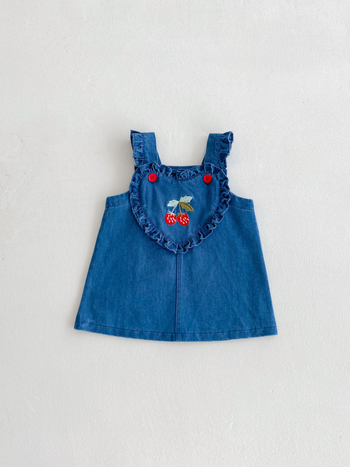 Korejski stil dvodijelni set za bebe djevojčice – jagoda denim uzorak, ljeto, 1-3 godine