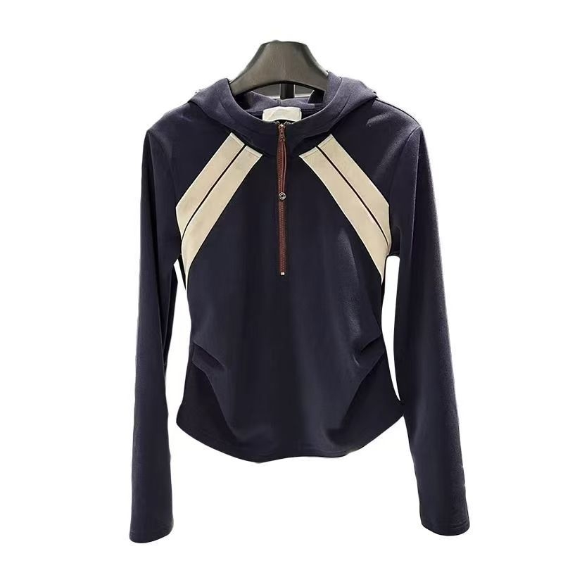 Ženski hoodie s blok boja, kratak top s raglan rukavima, plus veličina, jesen 2025, korejskog stila