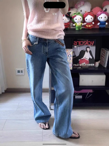 Sieviešu džinsi, taisns piegriezums, viduklis vidējā līmenī, denims, kokvilna 95%+, smilšu mazgāšana