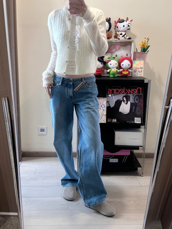 Sieviešu džinsi, taisns piegriezums, viduklis vidējā līmenī, denims, kokvilna 95%+, smilšu mazgāšana