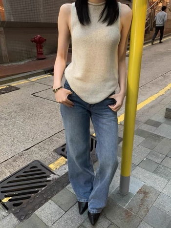 Sieviešu džinsi, taisns piegriezums, viduklis vidējā līmenī, denims, kokvilna 95%+, smilšu mazgāšana