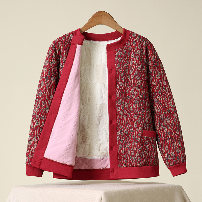 Moteriška žieminė striukė iš poliesterio su gėlių raštu, literatūrinio retro stiliaus, pagrindinio audinio turinys ≤30%, sezonas: Žiema 2024