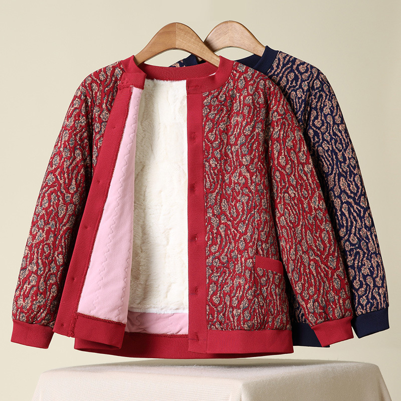 Moteriška žieminė striukė iš poliesterio su gėlių raštu, literatūrinio retro stiliaus, pagrindinio audinio turinys ≤30%, sezonas: Žiema 2024