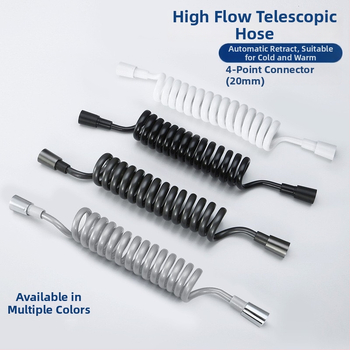 Tualeto purkštuvo su PU žarna, spiralinis montavimas, šiuolaikinis minimalistinis stilius