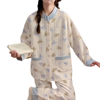 Nėščiųjų žiemos kardigano komplektas – oro medvilnės sendvičio audinys, minimalistinis kasdienis stilius, 100% poliesteris, ilgos rankovės, tankus audinys 251–300 g/m2