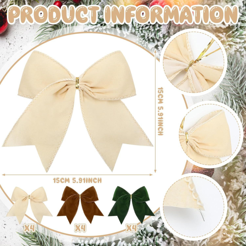 Коледна панделка украса – плат, модерен минималистичен стил, за Коледа, DIY венец