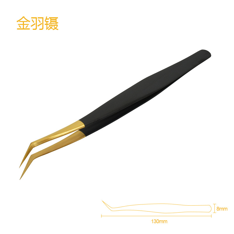 Τσιμπίδα για βλεφαρίδες, ανοξείδωτος χάλυβας, μυτερή άκρη, αντιδιαβρωτική, σειρά Black Gold Precision grafting tweezers, μάρκα Zhenye