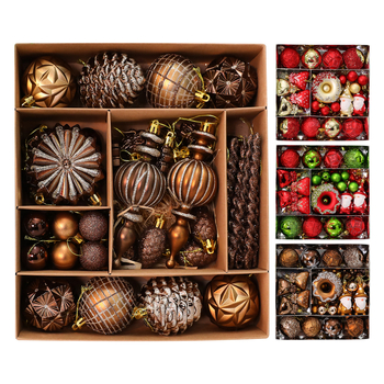 Пластмасов комплект боядисани коледни топки за елха – украса за Коледа, полу ръчна и полу-механична изработка