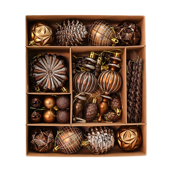 Пластмасов комплект боядисани коледни топки за елха – украса за Коледа, полу ръчна и полу-механична изработка