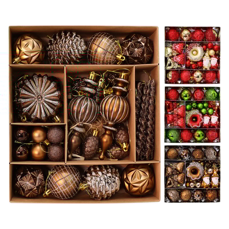 Пластмасов комплект боядисани коледни топки за елха – украса за Коледа, полу ръчна и полу-механична изработка