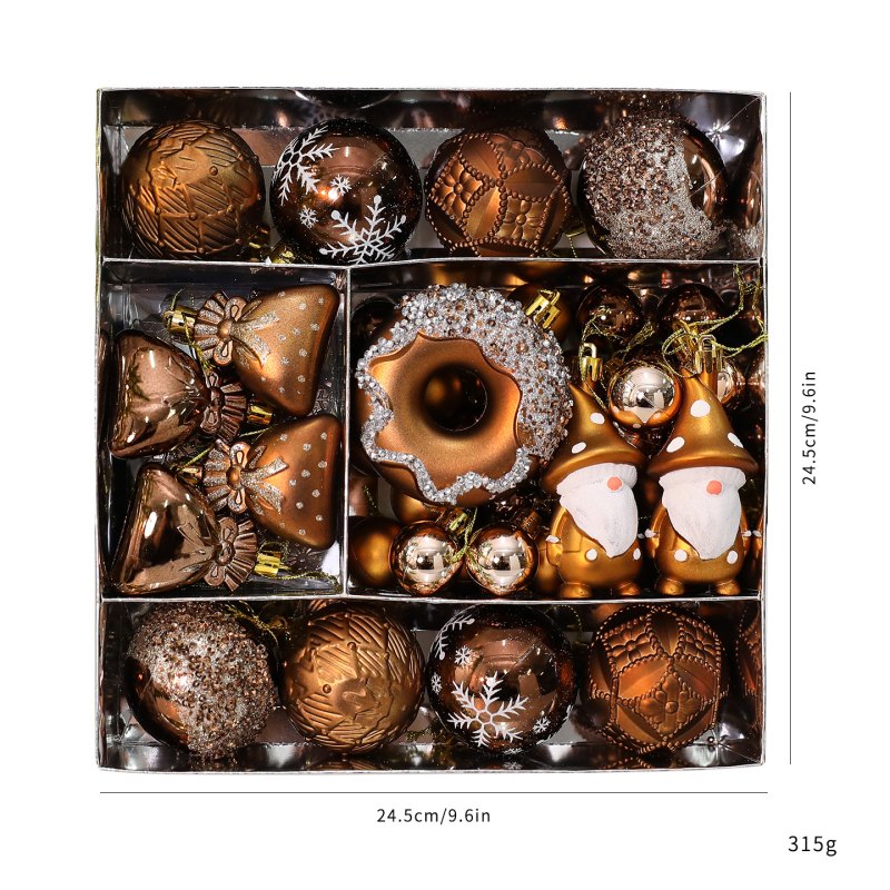 Пластмасов комплект боядисани коледни топки за елха – украса за Коледа, полу ръчна и полу-механична изработка