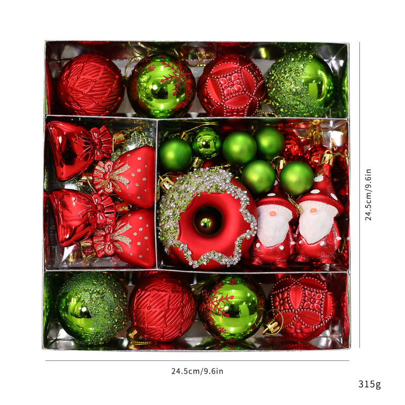 Пластмасов комплект боядисани коледни топки за елха – украса за Коледа, полу ръчна и полу-механична изработка